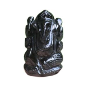 Crystal Ganesha Idol for Home D?cor Peace and Serenity Happy Man for Good Luck, Wealth, Prosperity at Home,Office Ganesha Idol For Gift Item (Black-Obsidian)