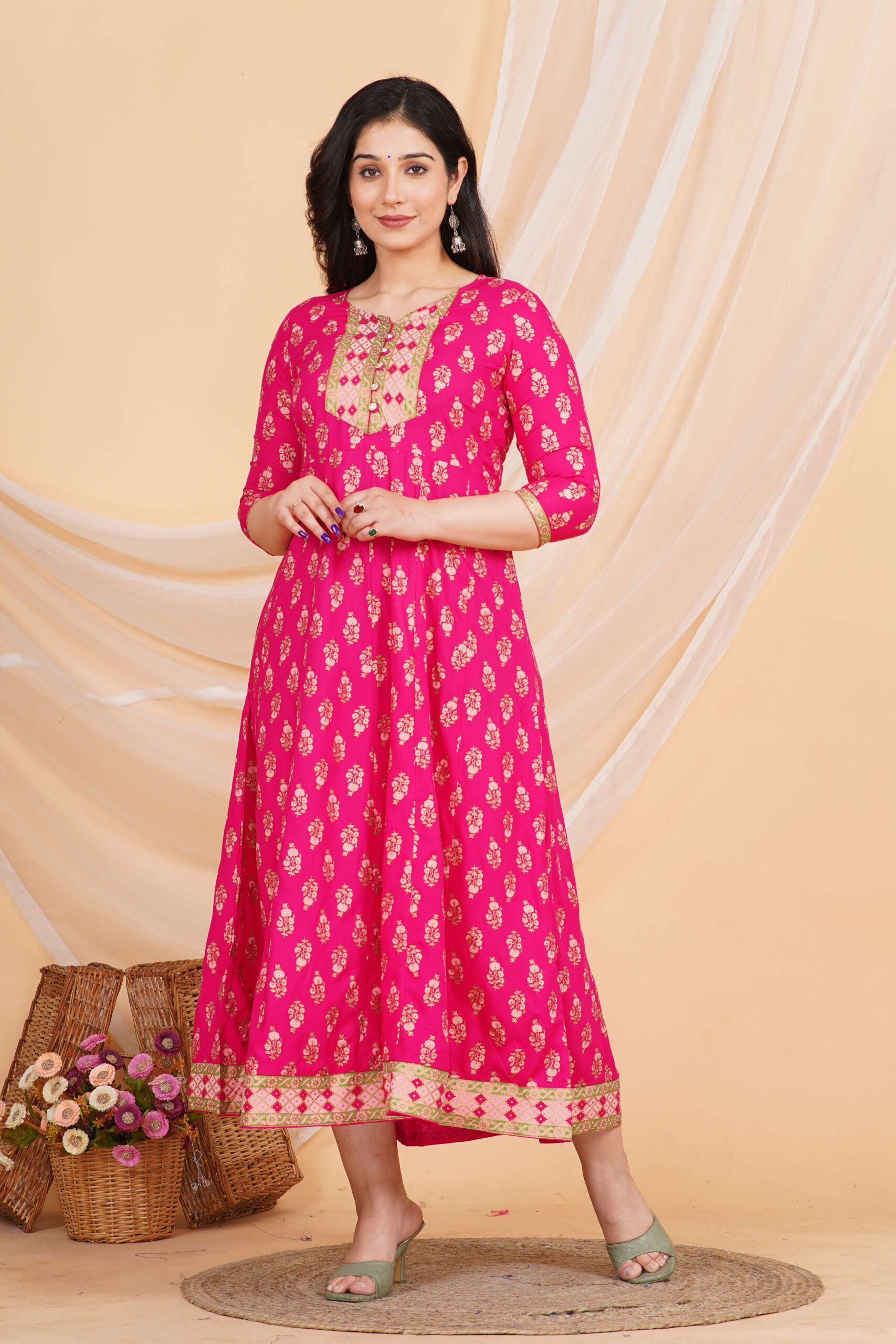 Women's Rayon Printed Anarkali Short Kurti Gown - Image 3